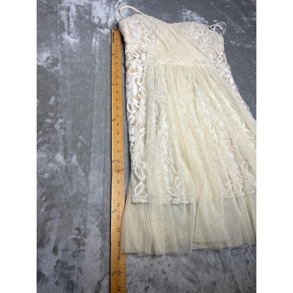 Ark & Co Ivory Lace Tulle Sweetheart Mini Dress Sz M Boho Bridal Cocktail - Picture 9 of 16